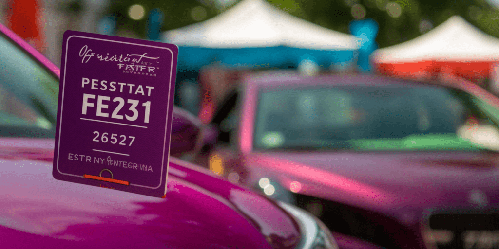 image of a car parked in a designated Jazzfest parking spot with a clearly visible parking pass 