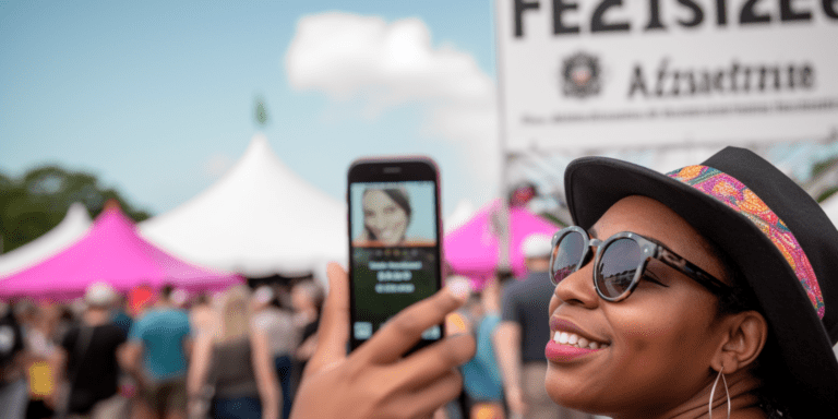image that shows a Jazzfest attendee holding up their phone with the rideshare app open