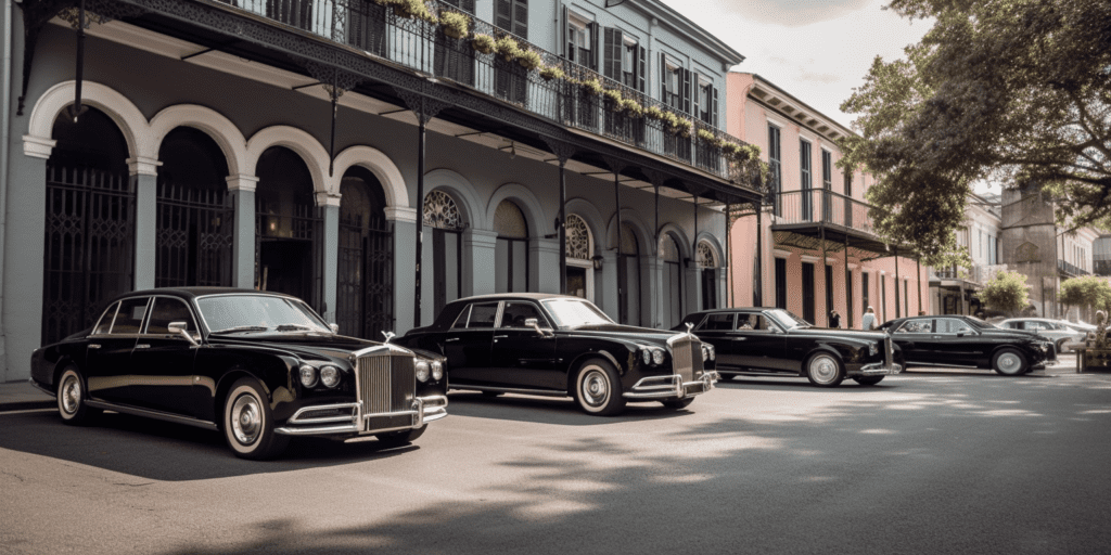 opulent fleet of wedding transportation in New Orleans