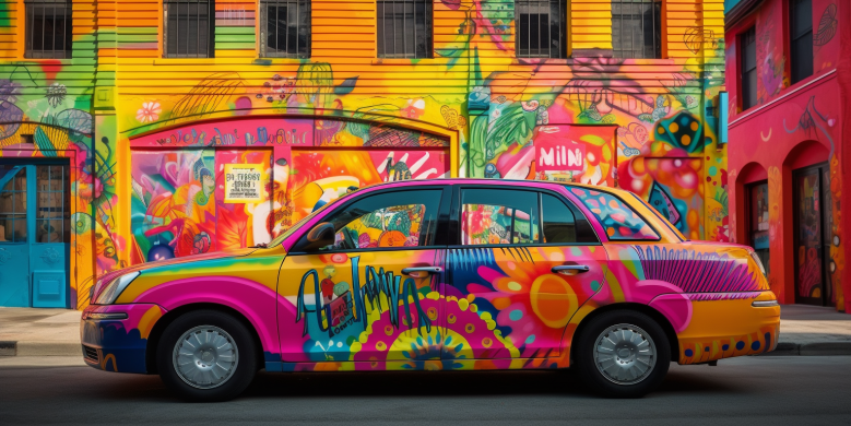 an image featuring vibrant taxis in New Orleans streets, iconic Essence Fest symbols, and crowds of festival-goers, emphasizing a sense of reliable and efficient transportation